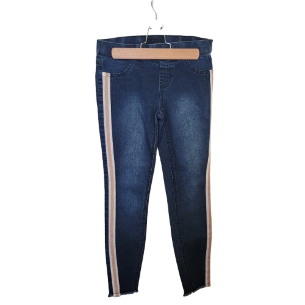 Justice Girls Mid Rise Leggings · Dark Wash Denim Stripe · Large 12 - Picture 3 of 11